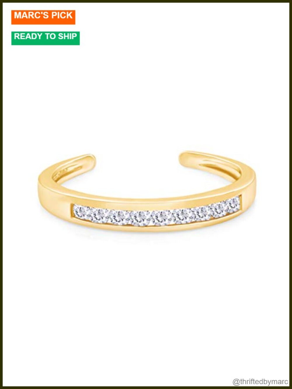 Adjustable Toe Ring for Women 10k Yellow Gold Round White Cubic Zirconia